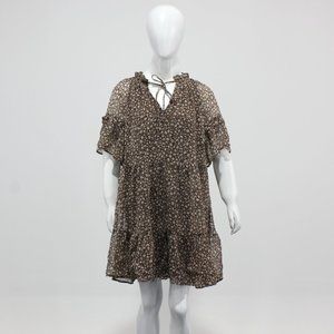 H&M Women Brown Printed Flared Dress